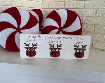 Personalized Reindeer Christmas Stocking Holder: Holiday Decor