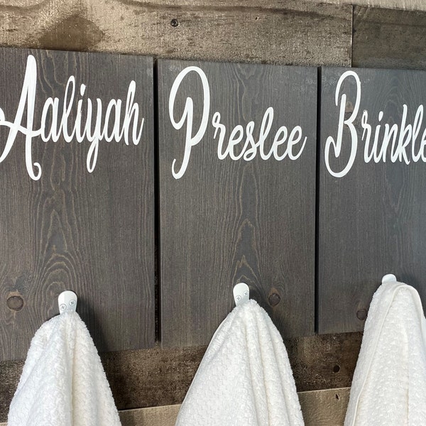 Bathroom Wall Decor, Personalized Bathroom Decor, Rustic Home Decor, Towel Hooks, Towel Rack, Personalized Coat Rack, Custom Gifts For Her