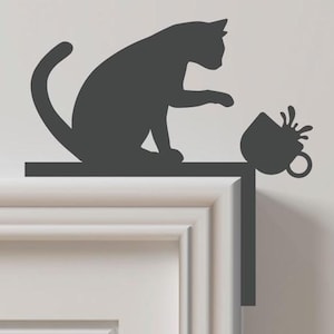 Cat Door Topper, Humorous Cat shelf Decor, Over the Door Cat, Wood Cat Decor, Cat Lovers Gift, Crazy Cat Lady Gift, Gifts For Cat Lovers,