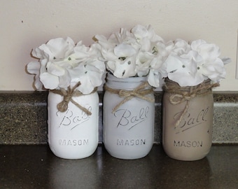 Mason Jar Decor, Mason Jar Gifts, Christmas Gifts, Gifts For Her, Farmhouse Decor, Rustic Home Decor, Painted Mason Jars, Gifts For Her