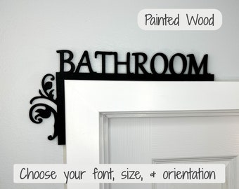 Painted Wood Bathroom Door Topper Sign: Airbnb Decor