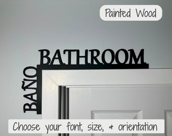 Painted Wood Bathroom Door Topper Sign, Airbnb Home Decor