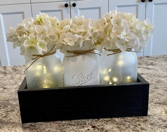 Painted Mason Jar Floral Centerpiece: Rustic Farmhouse Decor