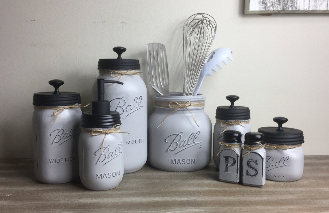 Mason Jar Kitchen Set Complete Mason Jar Set Mason Jar Etsy