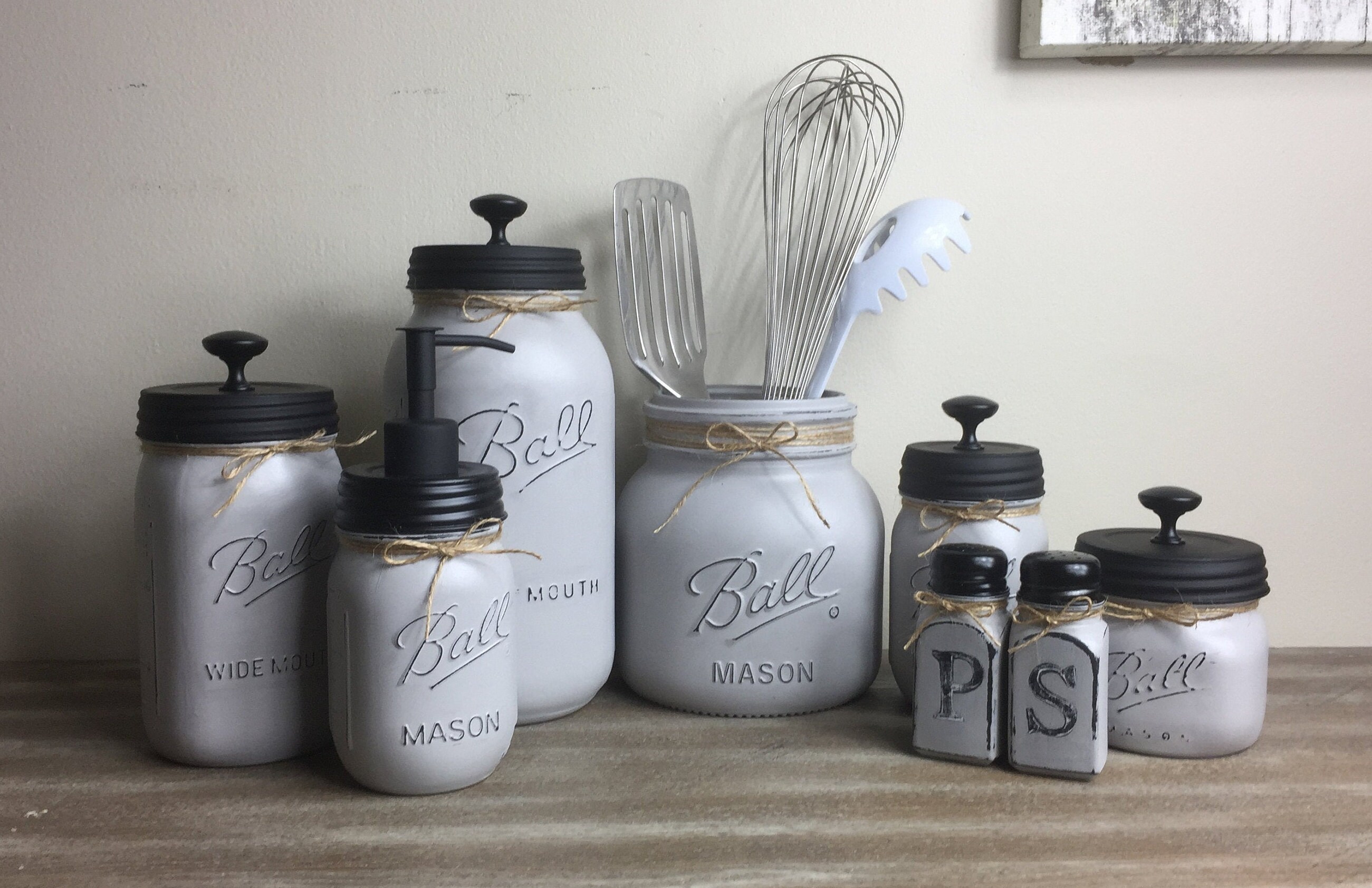 Mason Jar Kitchen Set Complete Mason Jar Set Mason Jar Etsy
