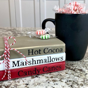 Christmas Mini Book set, Tiered Tray Decor, Farmhouse Decor, Custom Faux Book Display, Wood Book, Gifts for Her, Christmas gift