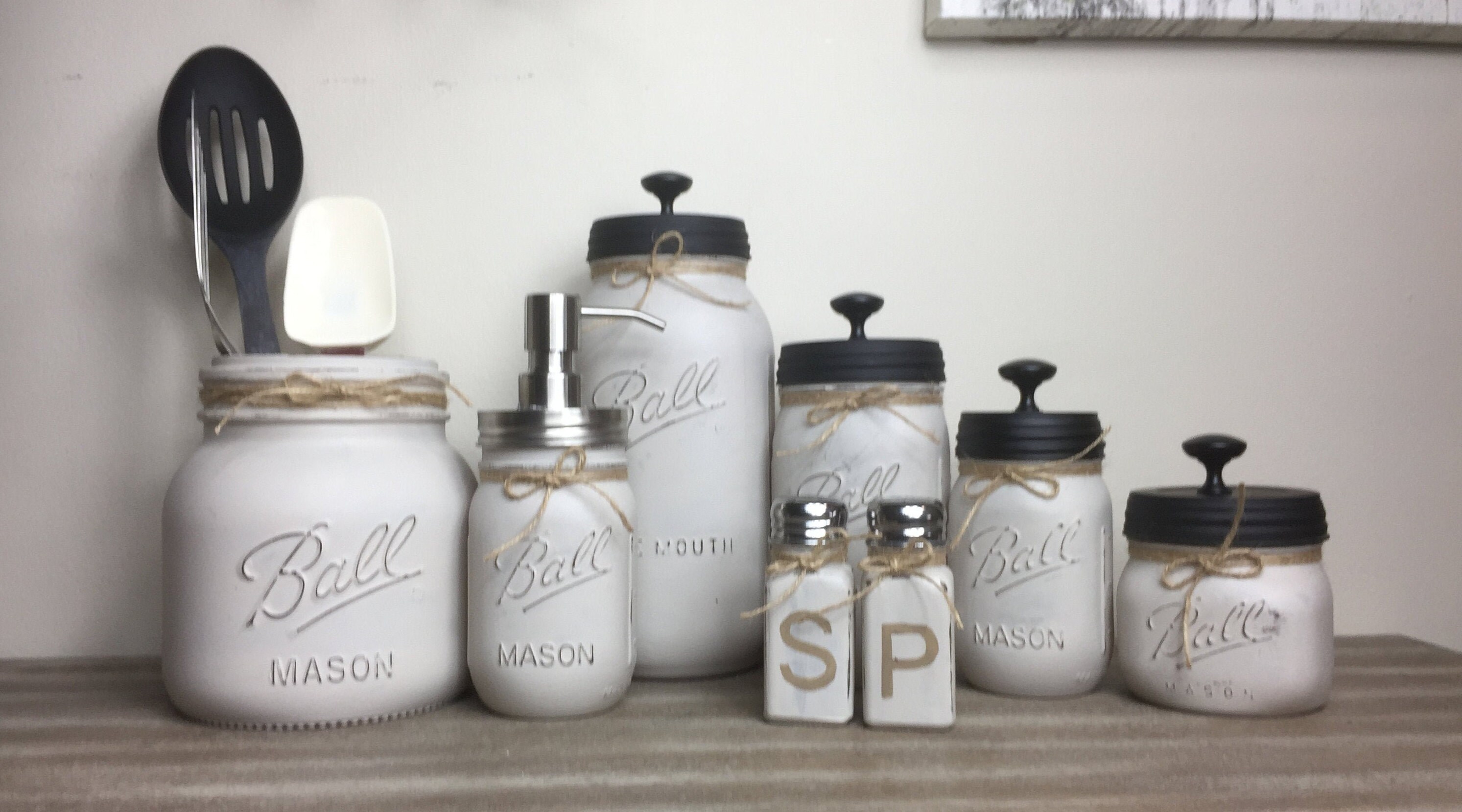 Mason Jar Kitchen Set Complete Mason Jar Set Mason Jar Etsy