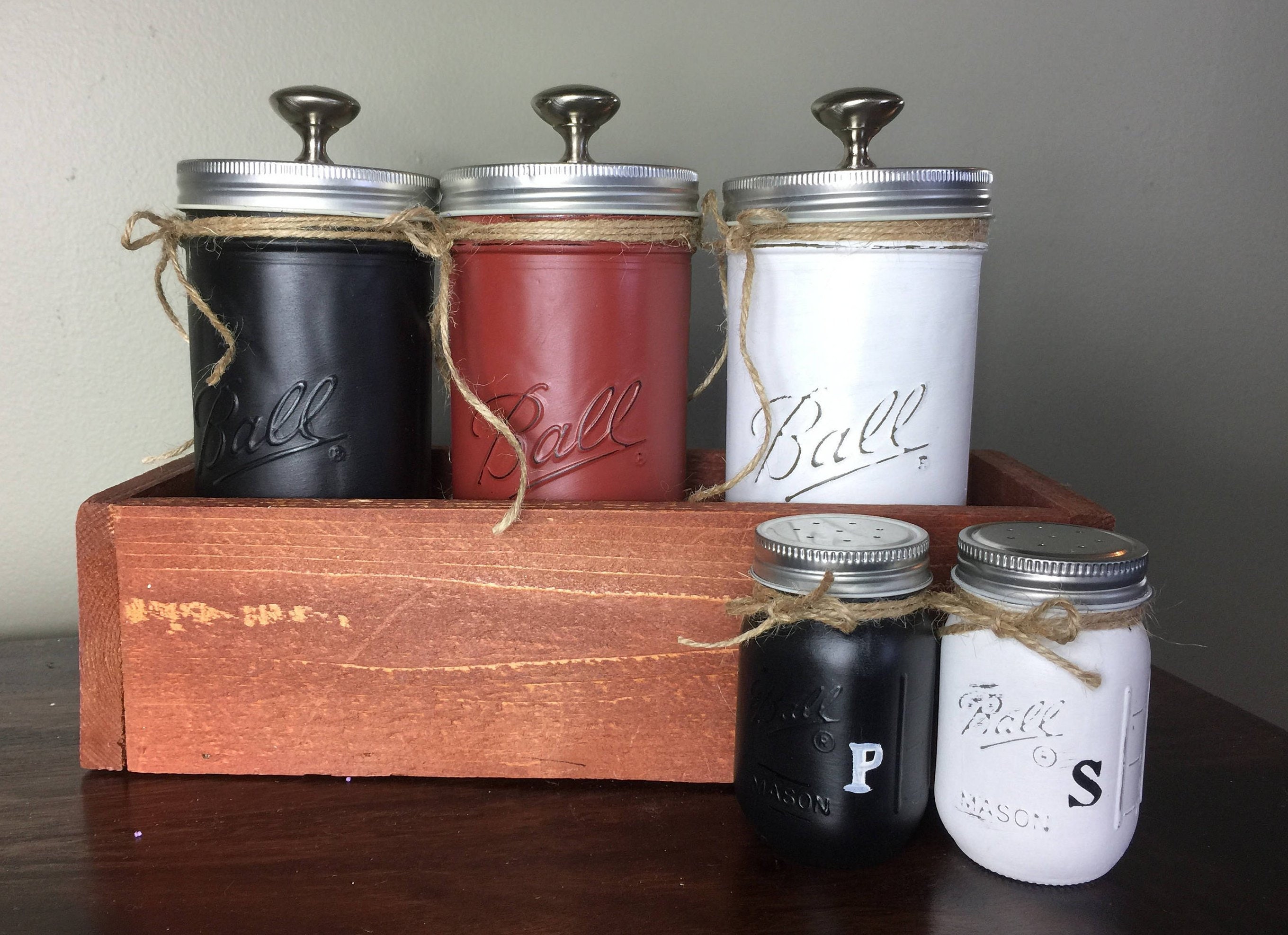 Mason Jar Decor Mason Jar Kitchen Decor Kitchen Canisters Etsy