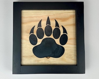 Epoxy Bear Paw Wood Wall Art, Native American Decor