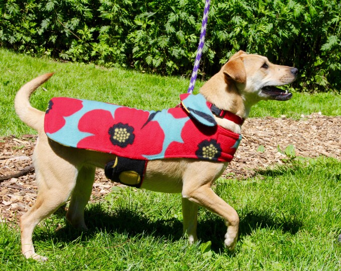 Reversible Giant Flowers Fleece Dog Coat Etsy