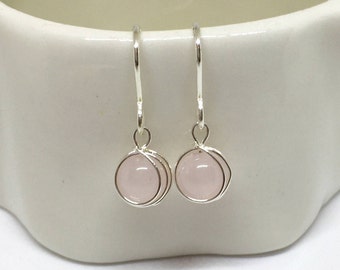 Rose quartz earrings, 925 sterling silver rose quartz earrings, silver quartz earrings, pink stone earrings, rose quartz jewellery