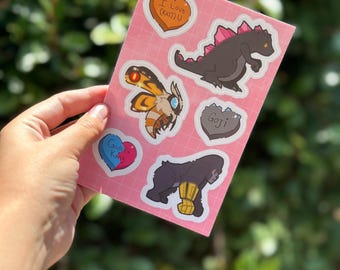 Kaiju Hearts 5x7 Sticker Sheet