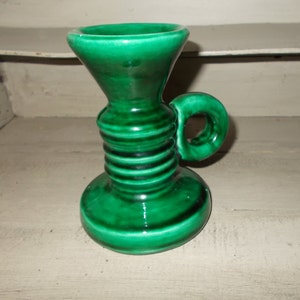 Authentic French Emerald Green Majolica Vintage Candlestick