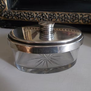 Vide-poches vintage en cristal : décoration Art déco en métal argenté