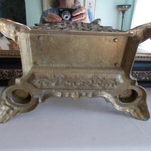 Vintage Italian Rococo Brass Cherub Inkwell Letter Holder image 7