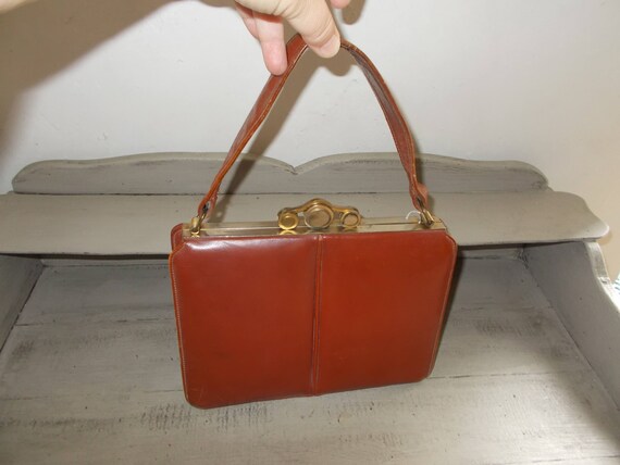 1930's French Leather Vintage Handbag.