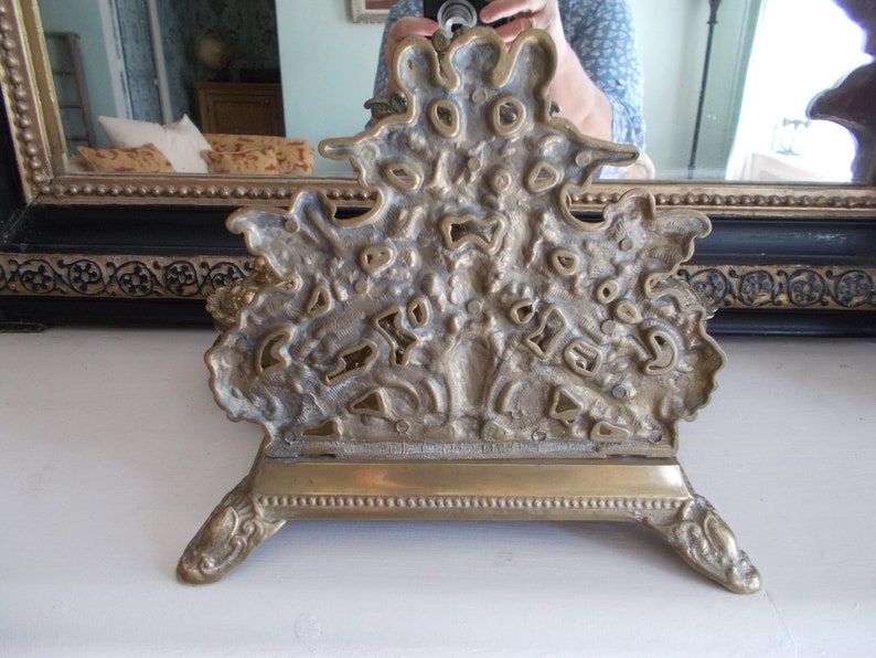 Vintage Italian Rococo Brass Cherub Inkwell Letter Holder image 6
