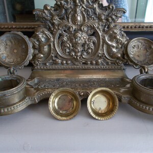 Vintage Italian Rococo Brass Cherub Inkwell Letter Holder image 10