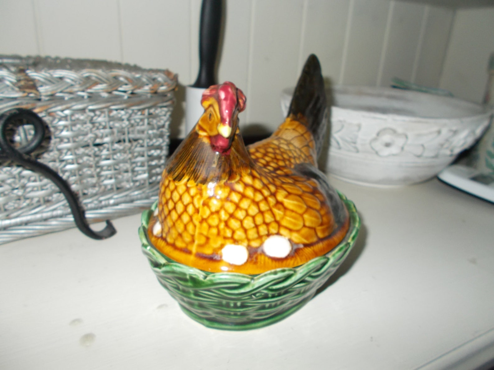 Authentic Vintage rare Hen on her Nest. Etsy