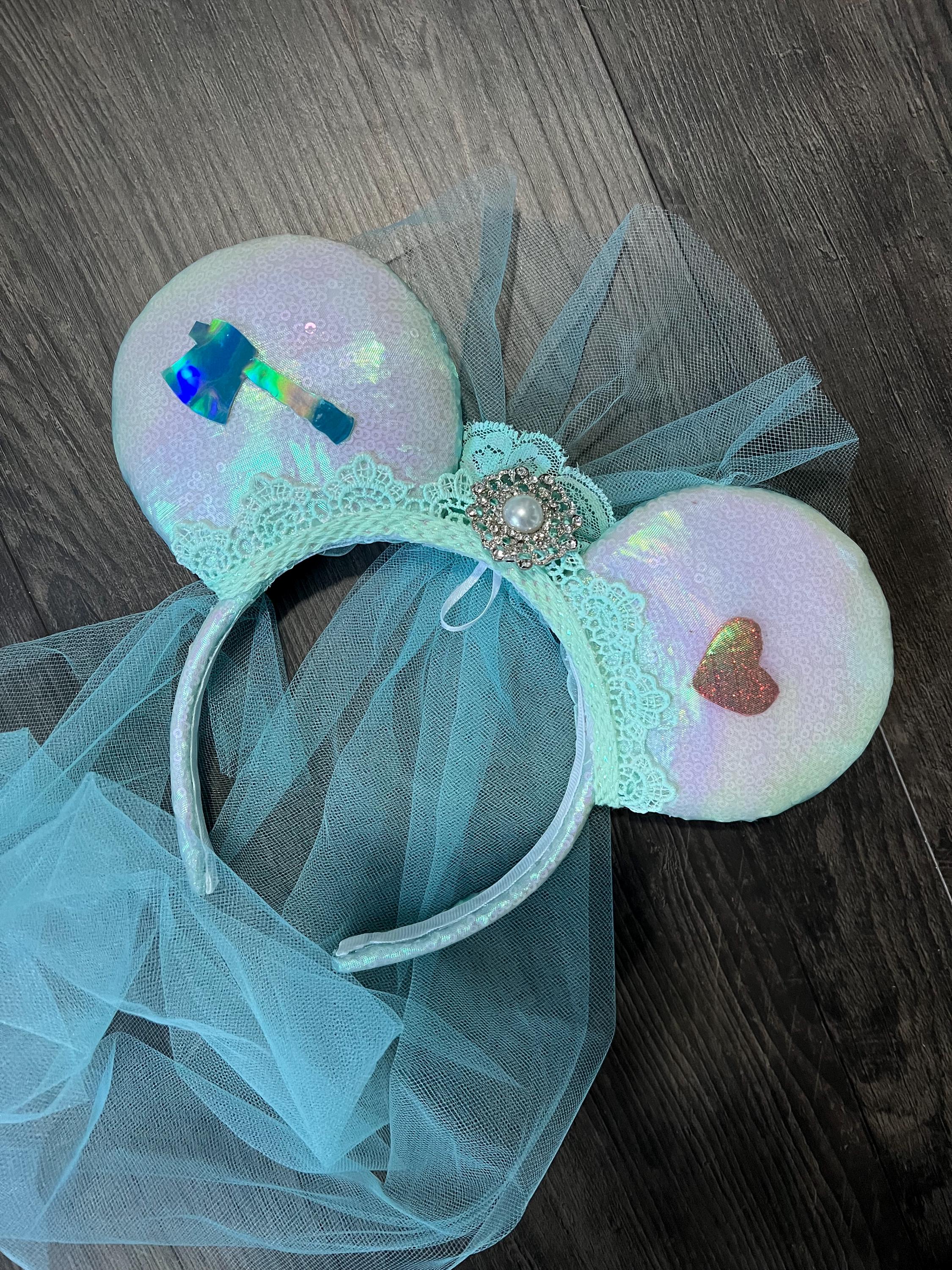 Rare Disney Haunted Mansion Ghost Bride Sequin Veil Ears Headband New Haunted Mansion Ear Headbands Inspired by Constance  main image 3