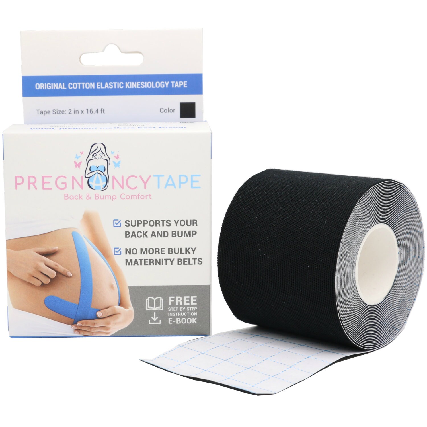 Back & Bump Comfort Pregnancy Tape - Maternity Belly Support Tape | #1  Pregnancy Gifts For Women, Pregnancy Belt - Gift for Expecting Mom (Blue)