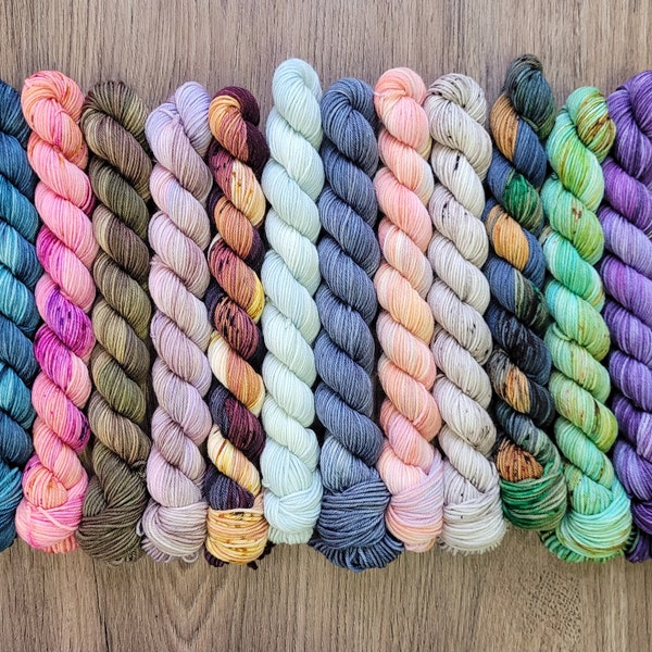 From Sea to Skein Collection  - Mini Skein Set | Semi-Solids | 20g Mini Skein | Hand Dyed Yarn | Fingering | Sock Yarn | SW Merino Wool