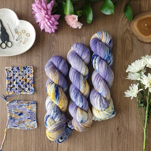 Lavender Lemon - Spring Collection - Ready to Ship | Hand Dyed Yarn | Fingering | Sock Yarn | SW Merino Wool