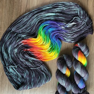 Acid Rainbow Splash *PREORDER* | Hand Dyed Yarn | Fingering | Sock | Cashmere | DK | Worsted | Bulky | Superwash Merino Wool | Rainbow Yarn