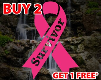 Cancer Survivor Ribbon Vinyl Decal: Car, Laptop Sticker