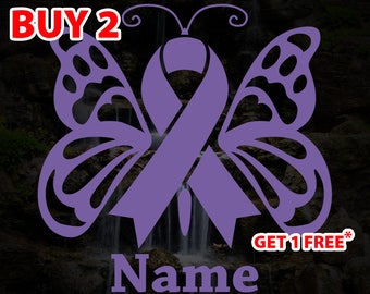 Cancer Memorial Butterfly Ribbon Decal: Personalized In Memory Vinyl Sticker