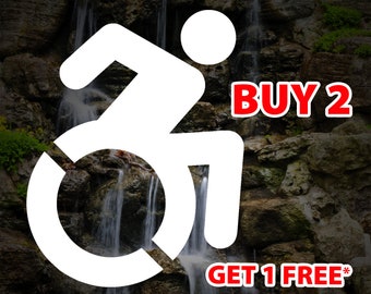 Handicap Wheelchair Symbol Decal: New Style In Motion Logo