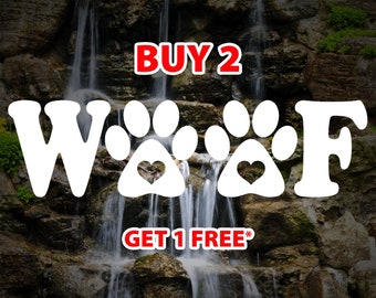 Dog Paw Print WOOF Decal - Pet Lover Vinyl Sticker