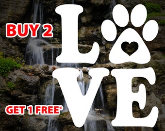 Dog Paw LOVE Decal - Pet Dog Footprint Love Custom Vinyl Sticker -  Dog Lover/Puppy Love Decal
