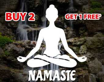 Yoga Decal: Woman Meditating in Lotus Position - Vinyl Sticker