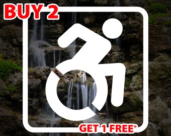 Handicap Wheelchair Symbol Decal: New Style In Motion Logo