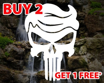 Trump Punisher Decal: Solid Color Vinyl Sticker - MAGA Trump 2020