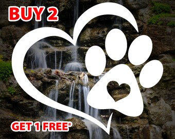 Dog Paw Heart Vinyl Decal - Pet Lover Sticker