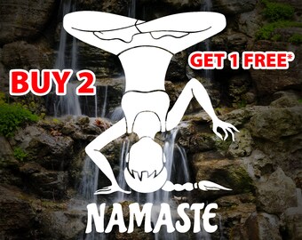YOGA Decal - Woman Headstand Namaste Custom Vinyl Sticker - Fitness, Meditation, Mantra, Zen