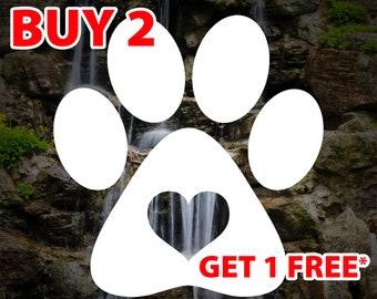 Dog Paw Heart Decal: Custom Vinyl Pet Sticker