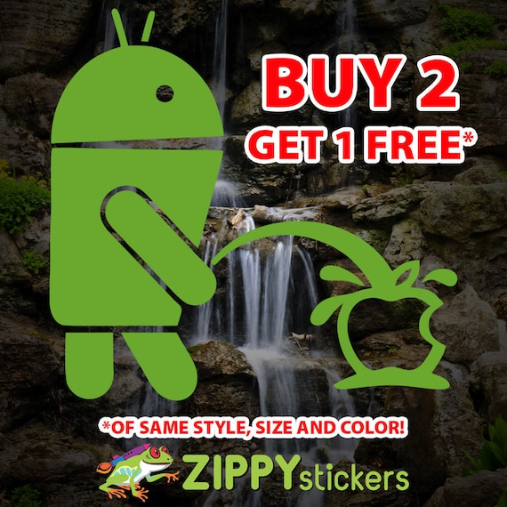 Android Weeing on Apple Funny logo Vinyl Sticker Decals 13 colors Available