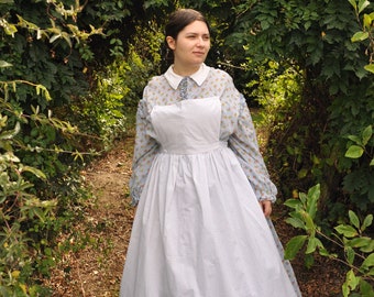 Bib apron / 1860s pinner apron / second empire apron / civil war apron / 18th century apron / rococo apron