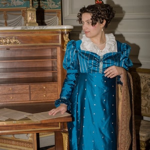 First Empire day dress/TO ORDER//1st Empire dress/1810 dress/Regency dress/Napoleonic dress/Bib front dress