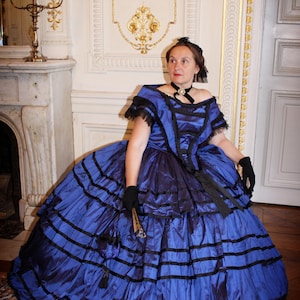 Zweites Empire-Ballkleid 1855-1863/AUF BESTELLUNG/Ballkleid/Balkleid/Bürgerkriegskleid/1860er-Jahre-Kleid