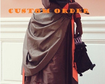 FIRST PERSONALISEE/skirt and overskirt 1880/Victorian dress/turn dress/false dress/1880s dress/Bustle dress/victorian dress