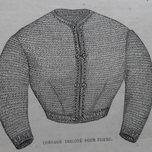 Knitted bodice for women/La Mode Illustrée 1864/PDF pattern to download/Instructions in French