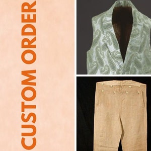 CUSTOM ORDER Gilet et pantalon 1820s/1840s men trousers and vest