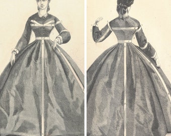 1875 ビクトリア朝のセット/オーダー/ビクトリア朝のドレス/バッスル