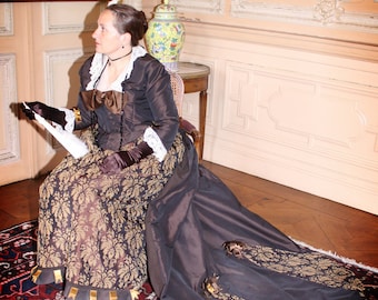 TE BESTELLEN/Victoriaanse baljurk/Jurk uit de jaren 1880/Bustle-jurk/Victoriaanse jurk/Jurk uit de jaren 1880/Victoriaanse jurk