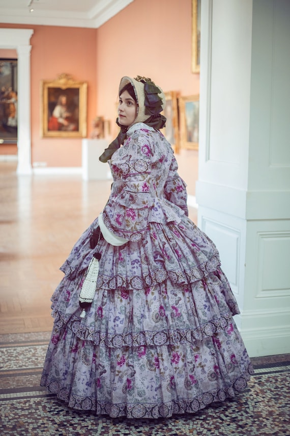 Second Empire Day Dress 1855/Crinoline Dress/ON ORDER/1850 Day Dress/Civil War Dress/1860s Dress/Civil War Gown
