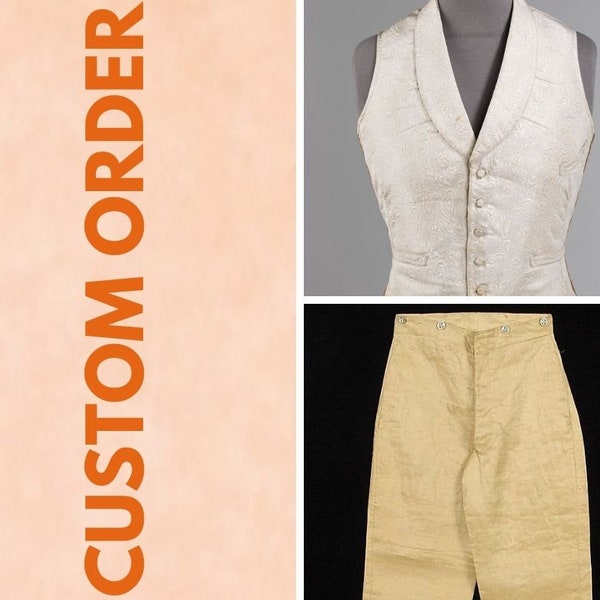 CUSTOM ORDER Gilet et pantalon 1840/1840s men trousers and vest